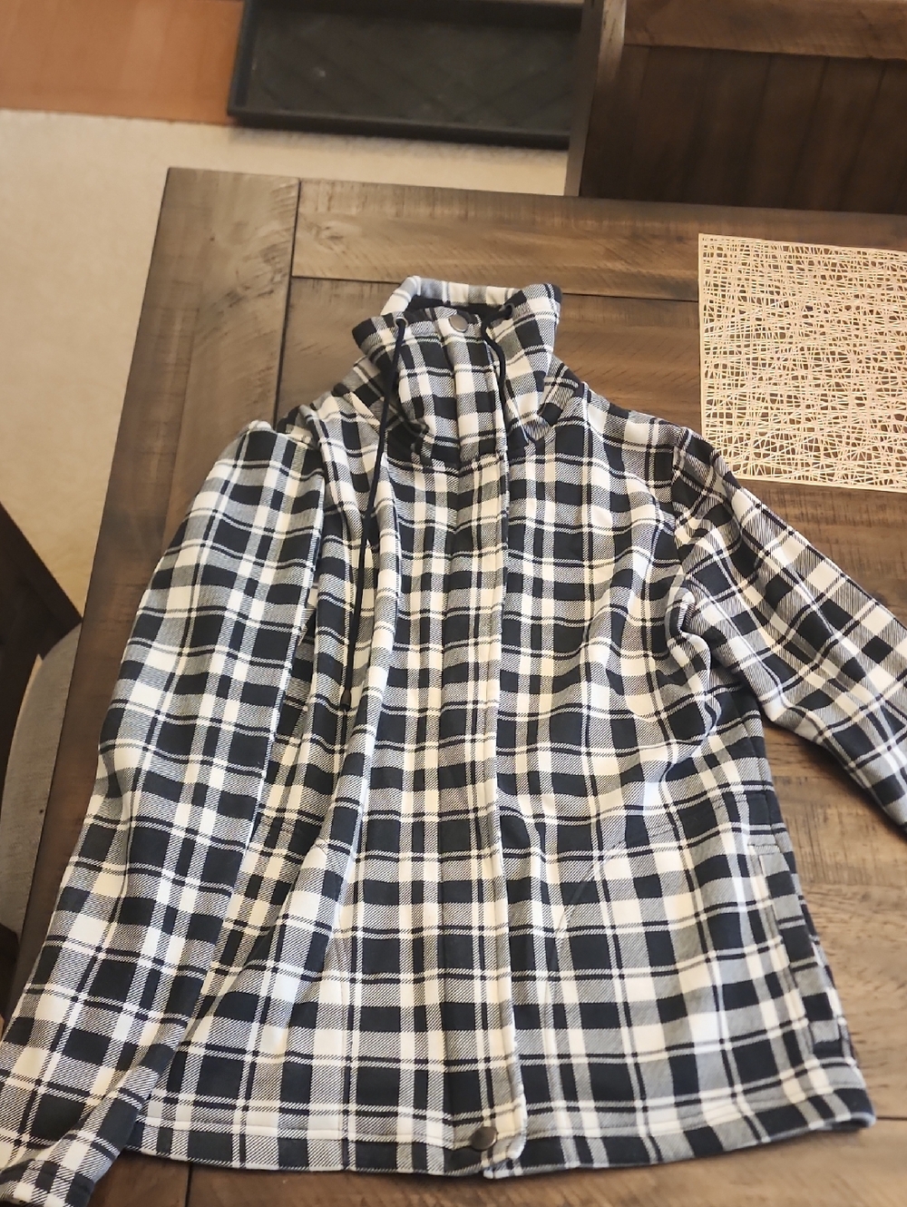 Falls Creek Black and White Plaid Shirt with Blue Label